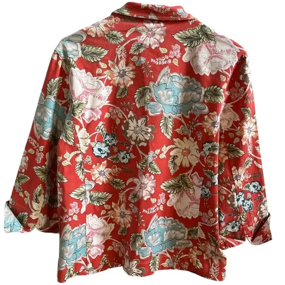 Appleseed’s Floral Open Front Blazer Size M - Picture 2 of 8